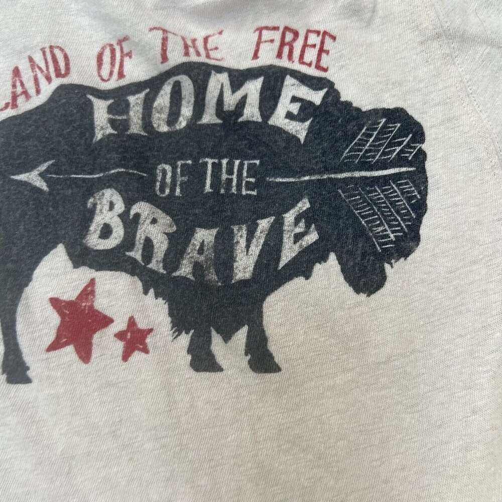 White Crow Women's Buffalo Beige Size Small S Home Of The Brave Live Free Linen - Picture 3 of 6